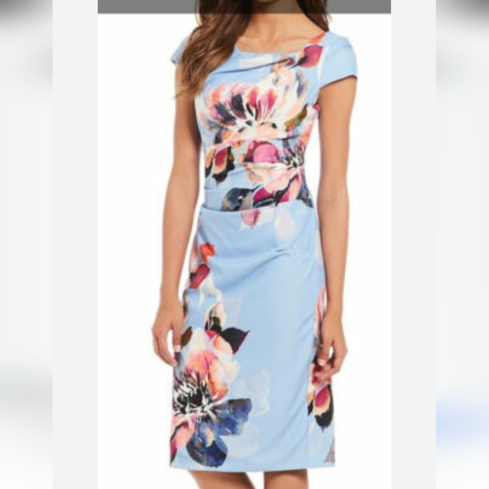 Adrianna Papell Plus Size 16 Dress heath‎ floral blue